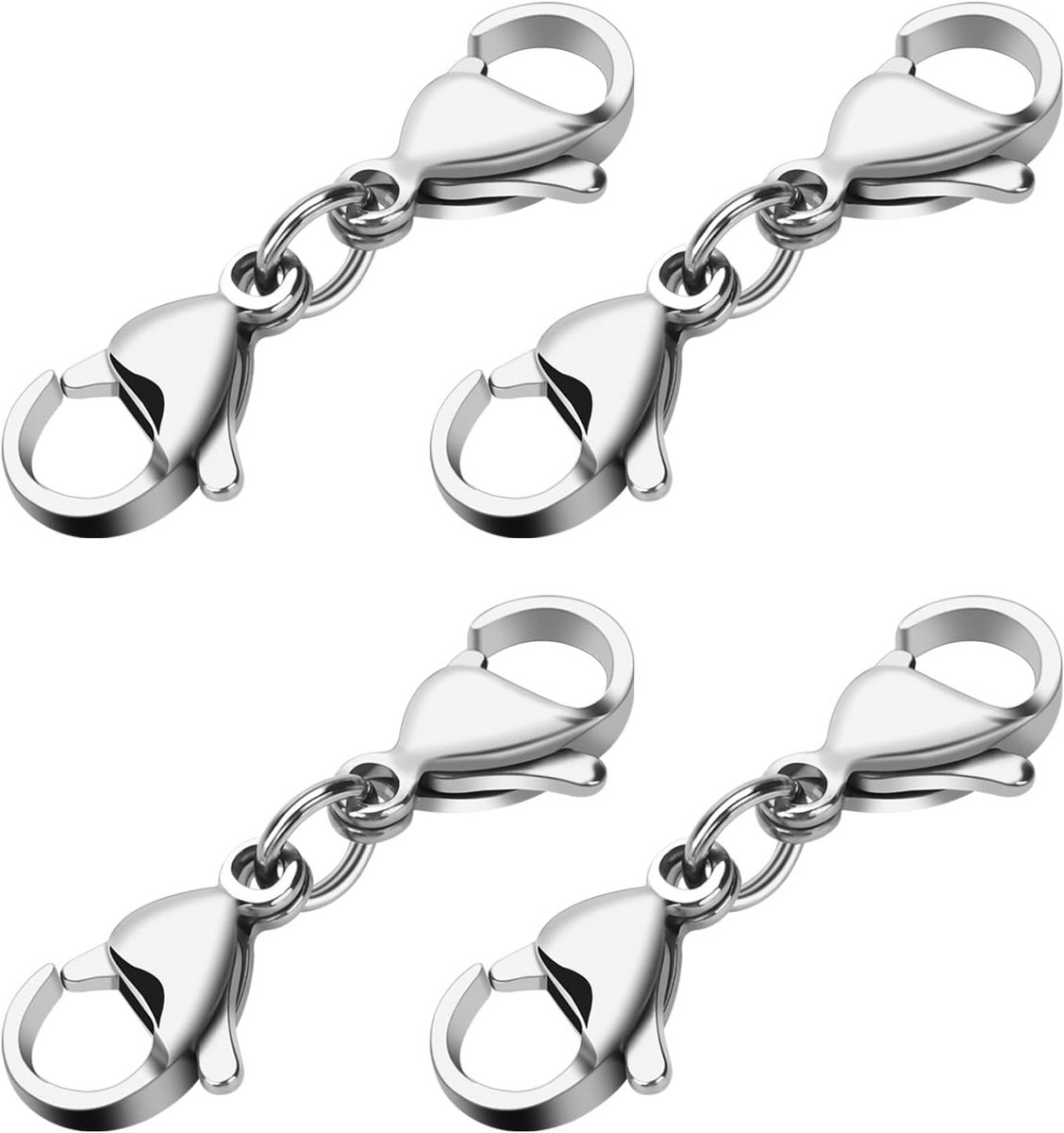 Dubbele Kreeft Gesp Extender - 4 Stuks Roestvrij Staal voor Sieraden