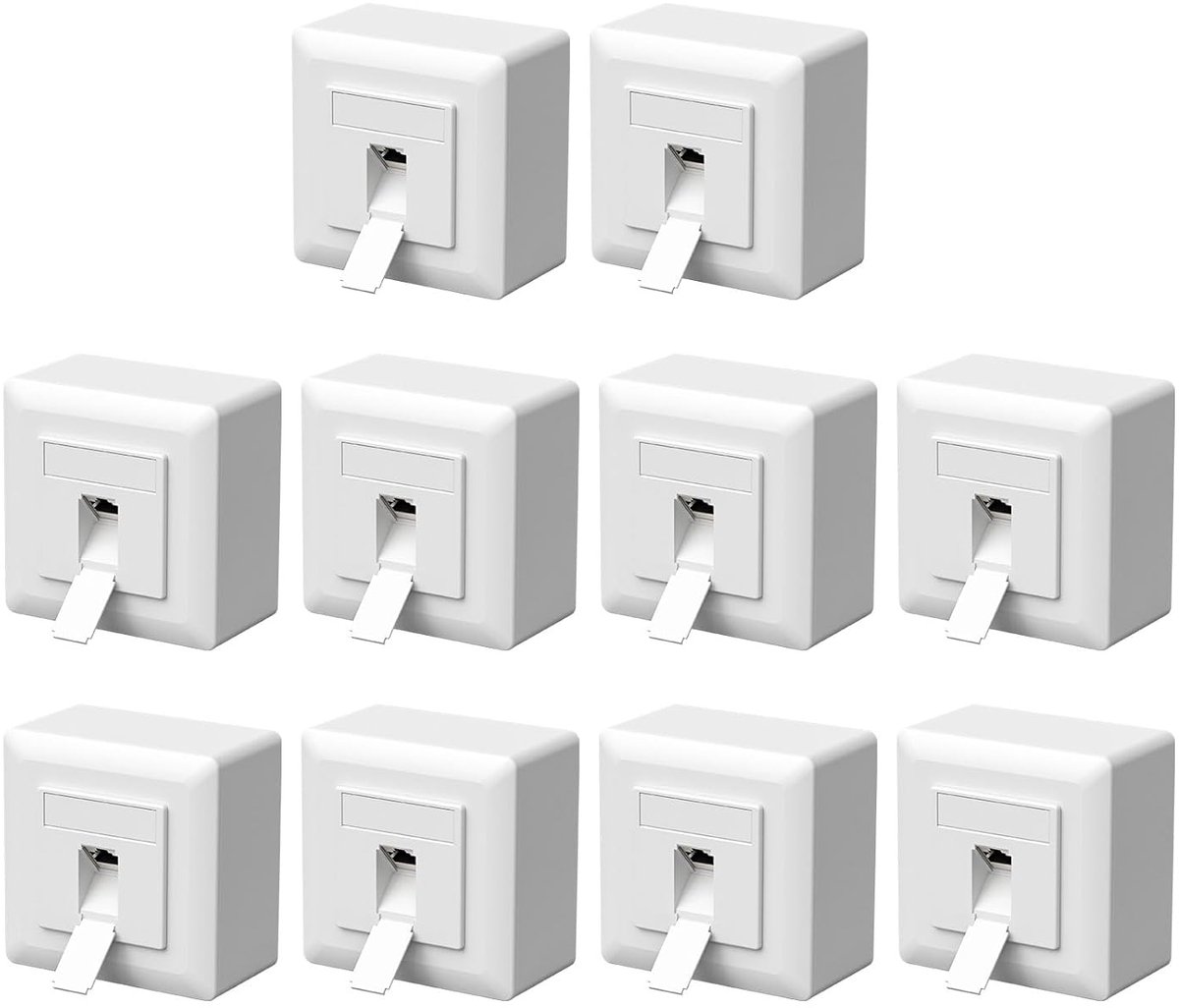 Universele CAT6a RJ45 Netwerkdoos voor 10 Gigabit Ethernet - Aansluitdoos met 1 Poort