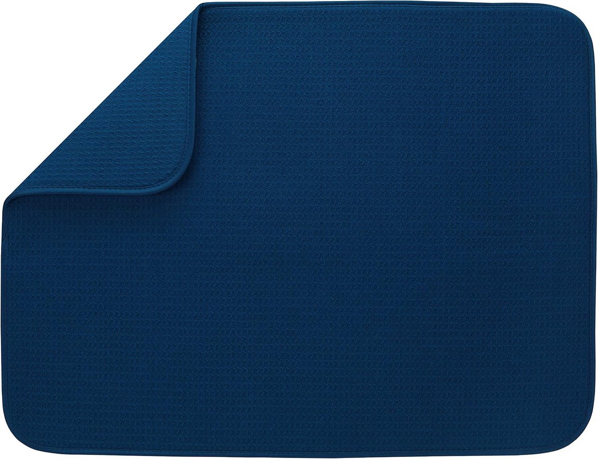 Afwasmat voor keuken, absorberend en omkeerbaar, XL microvezel, 45 x 61 cm, marineblauw