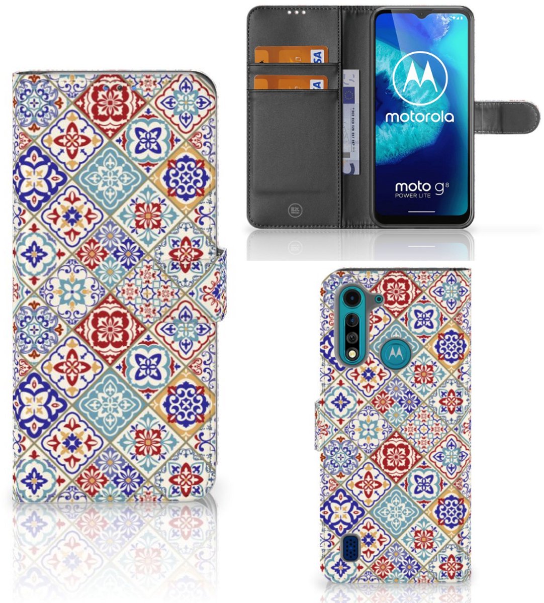 Motorola G8 Power Lite Bookcase Tiles Color