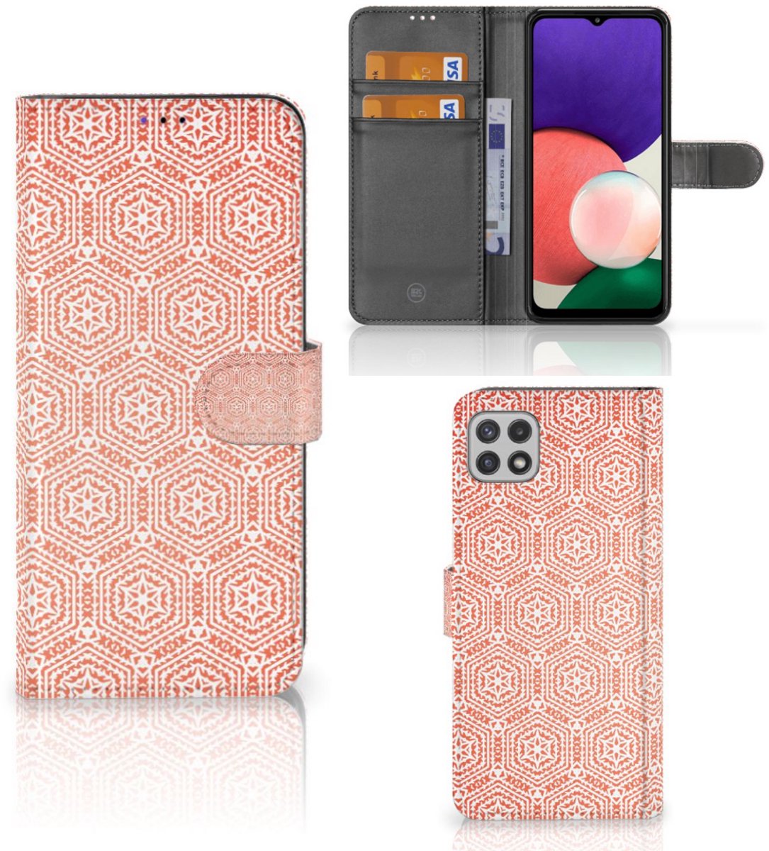 Samsung Galaxy A22 5G Telefoon Hoesje Pattern Orange