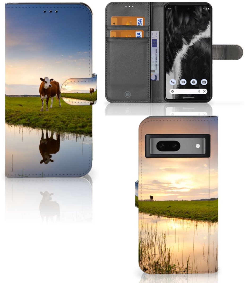 Google Pixel 7 Telefoonhoesje met Pasjes Koe