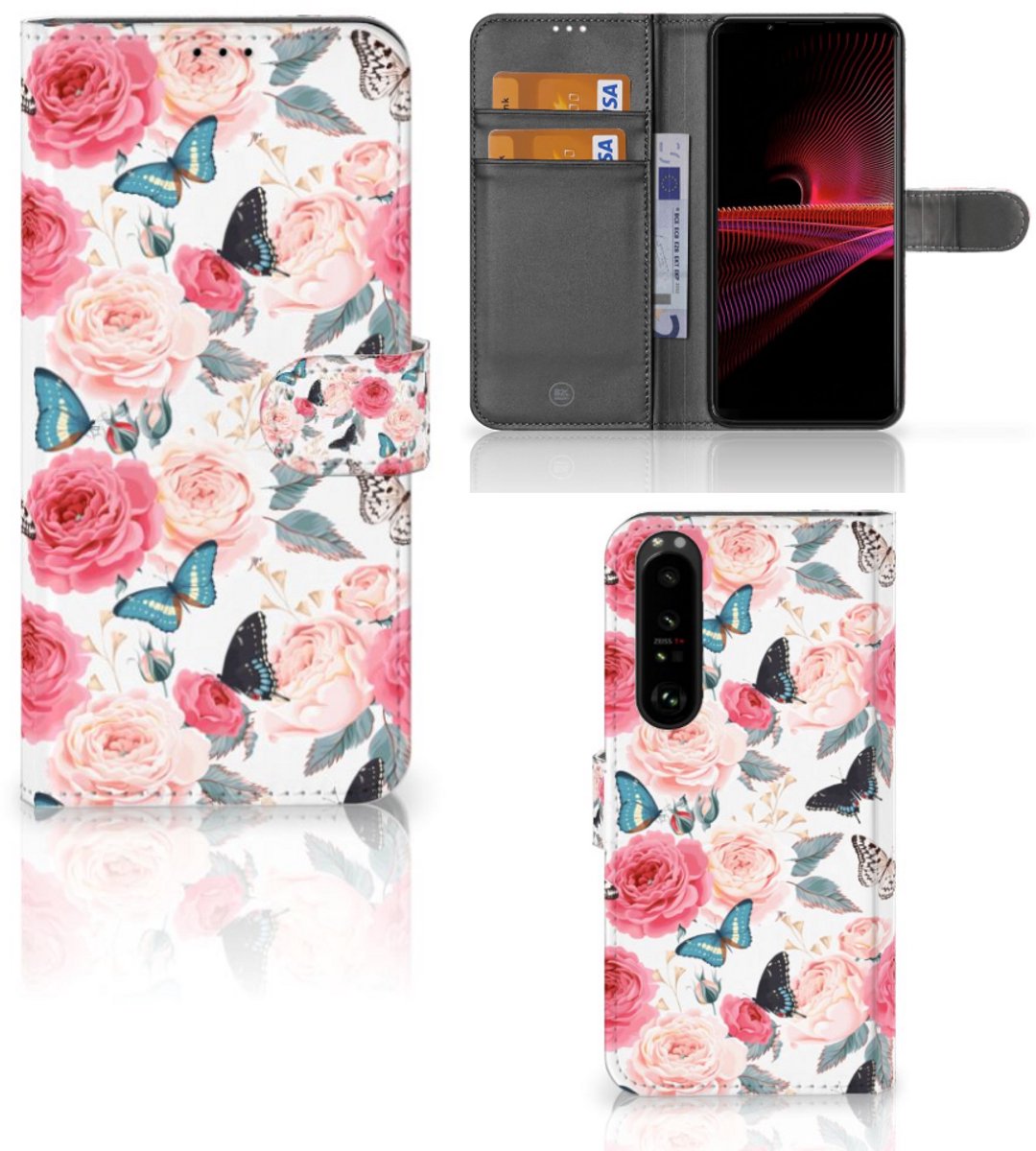 Sony Xperia 1 III Hoesje Butterfly Roses