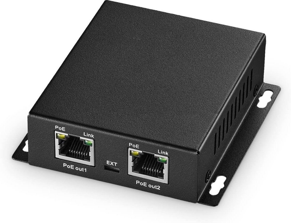 PoE Extender 1 PoE In 2 PoE Out 10/100 Ethernet voor Muren