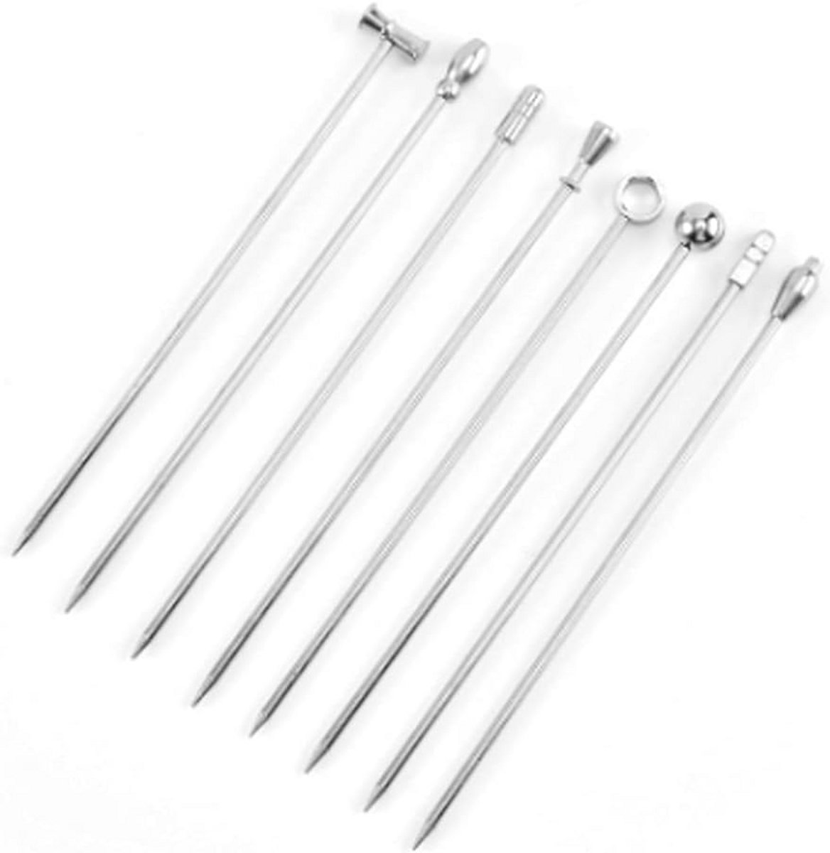 Herbruikbare Metalen Cocktailprikkers voor Drankjes en Hapjes - 8 Stuks
