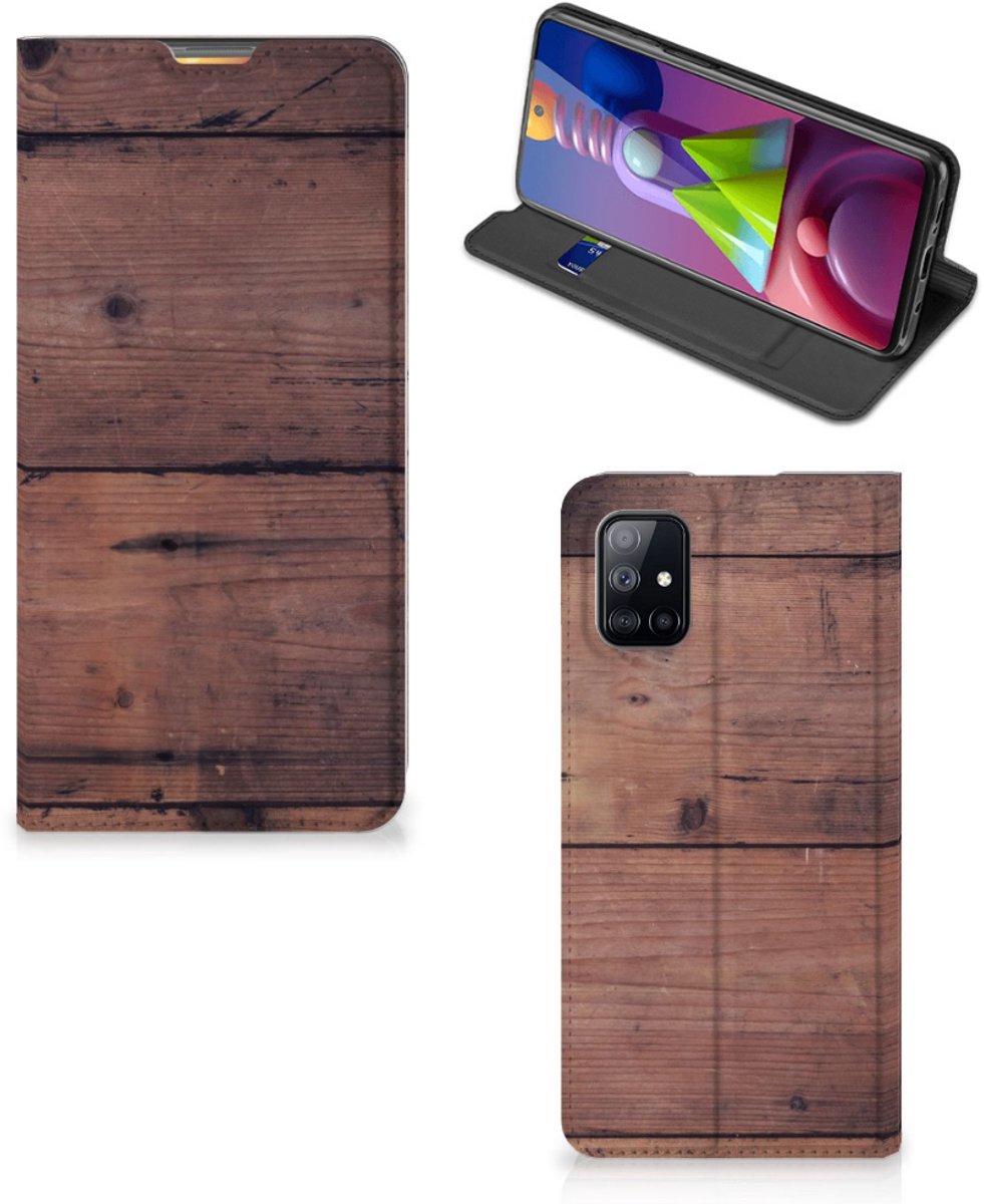 Samsung Galaxy M51 Book Wallet Case Old Wood