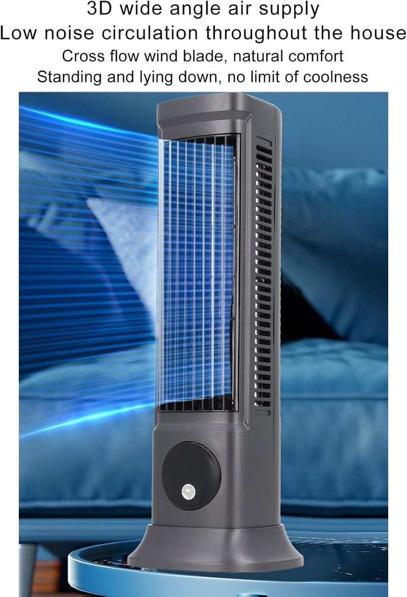 Bladloze Torenventilator met 3 Snelheden - 10 Inch Zwijgende Desktop Fan voor Thuis en Kantoor