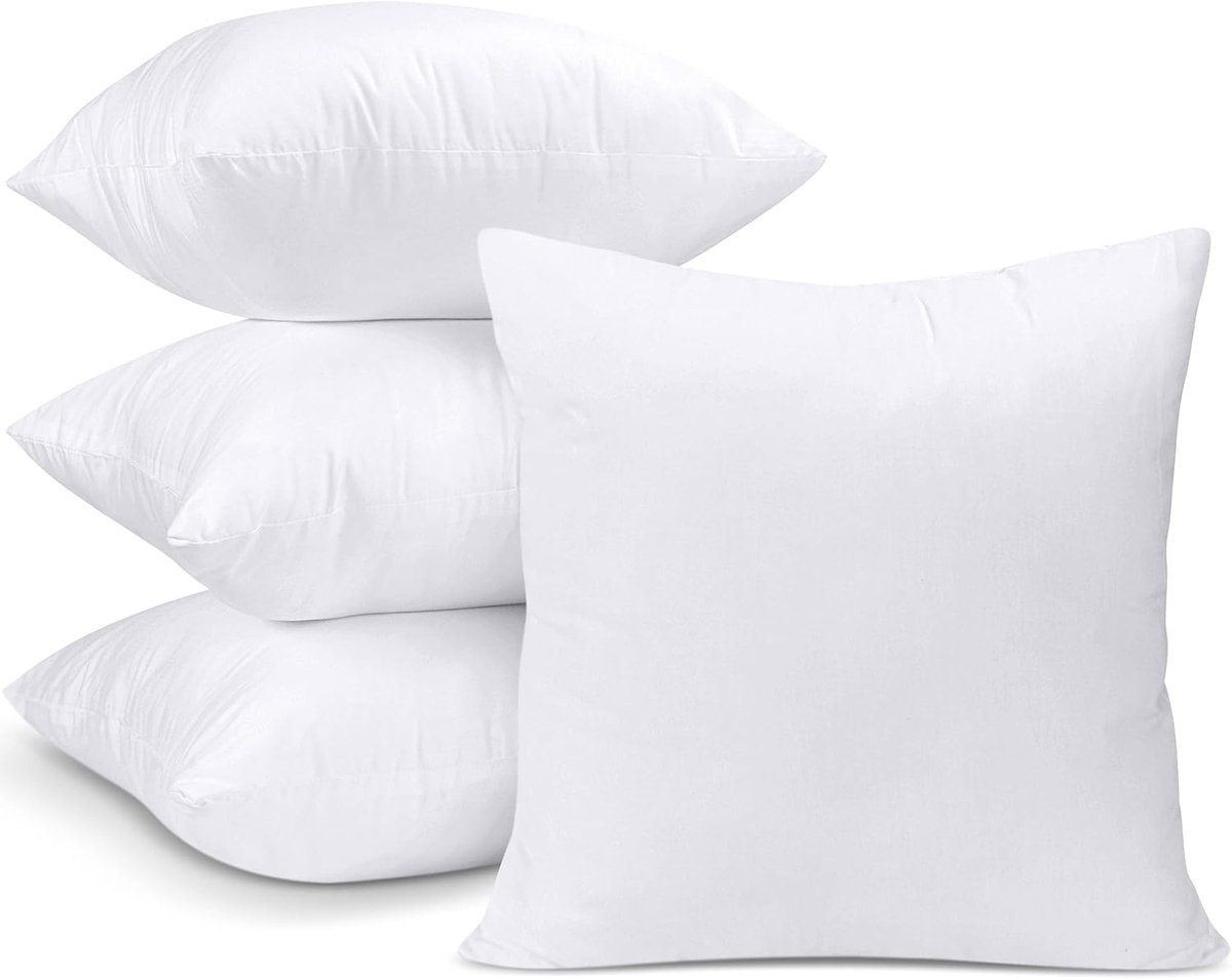 Set van 4 vierkante kussenvullingen 45x45 cm - Zachte gesiliconiseerde vezelvulling - Wit - Voor bank- en decoratiekussens