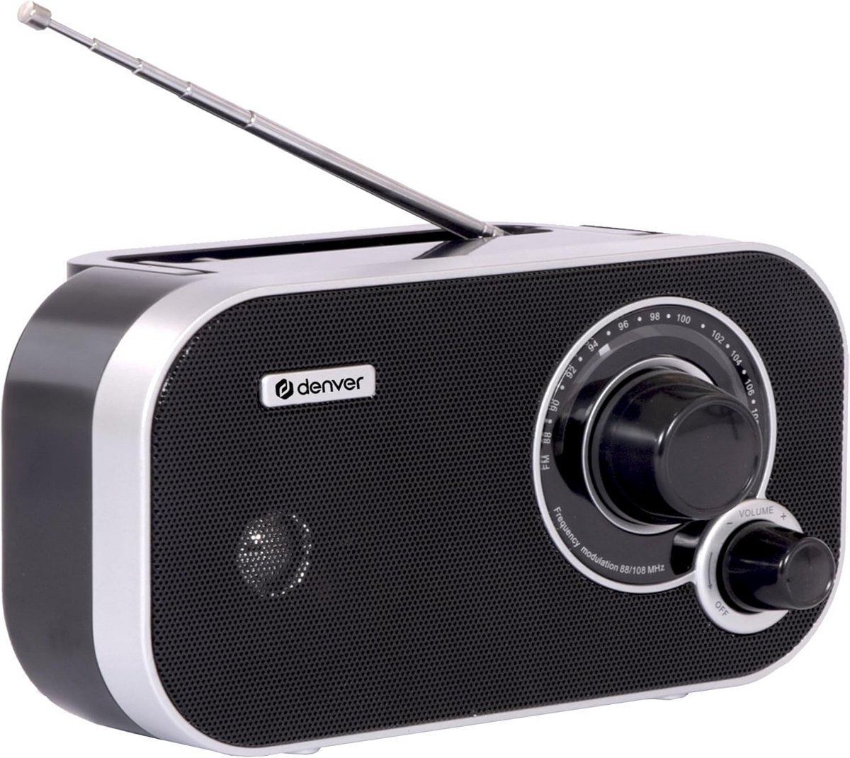 Denver TR-51 FM Radio with Analog Tuning, Black