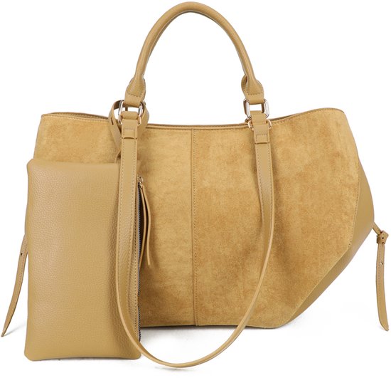 Gallantry® Sac à main pour femmes – Sac Shopper – Sac à bandoulière pour femmes – Grand sac de travail avec fermeture éclair – Sac pour femmes avec portefeuille - Kaki