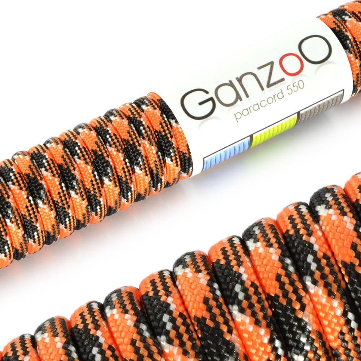 Universeel Survival Touw van Sterk Paracord - 15m (50ft) Oranje/Zwart, Ideaal voor Outdoor Activiteiten