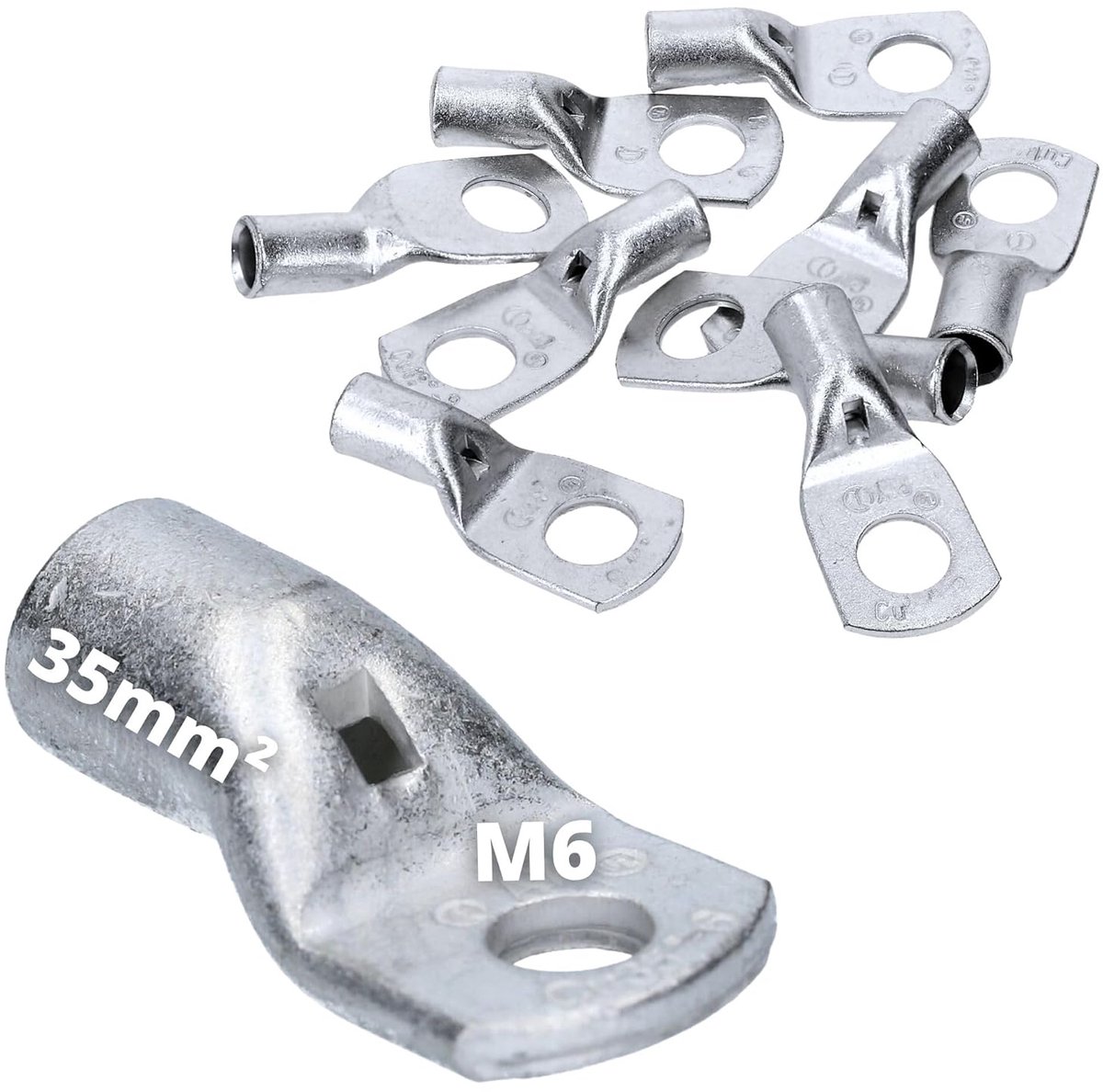 10 stuks buiskabelschoenen 35mm2 M6 ongeïsoleerd koper vertind