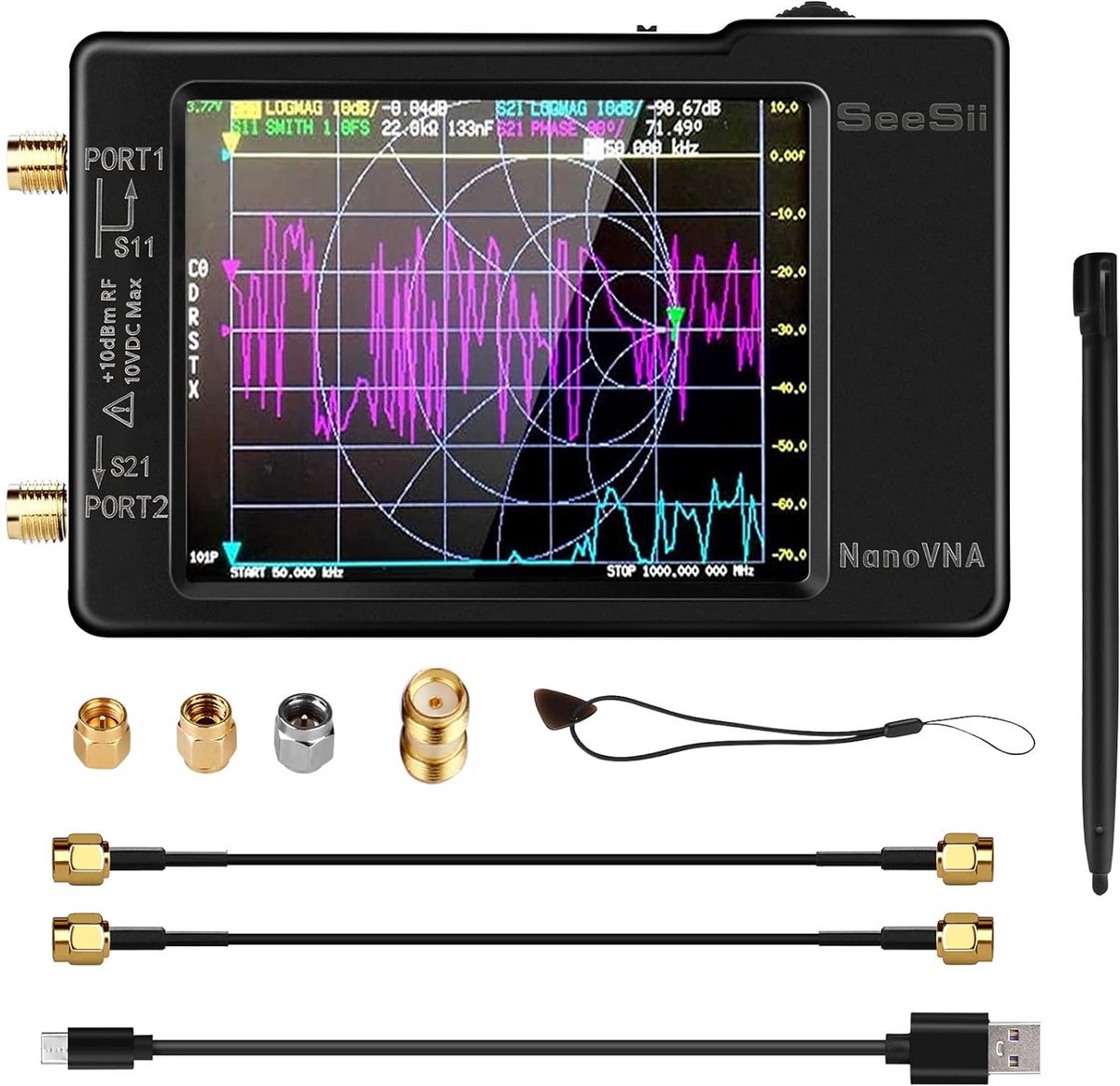 NanoVNA-H Antenne Analyzer 2.8'' Vector Netwerk Analyzer 10kHz-1.5GHz
