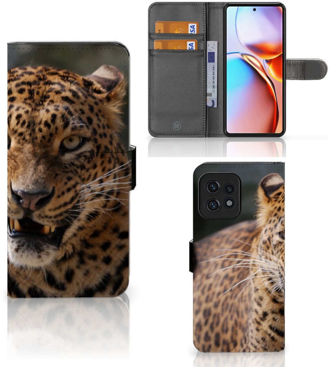 Motorola Edge 40 Pro Telefoonhoesje met Pasjes Luipaard