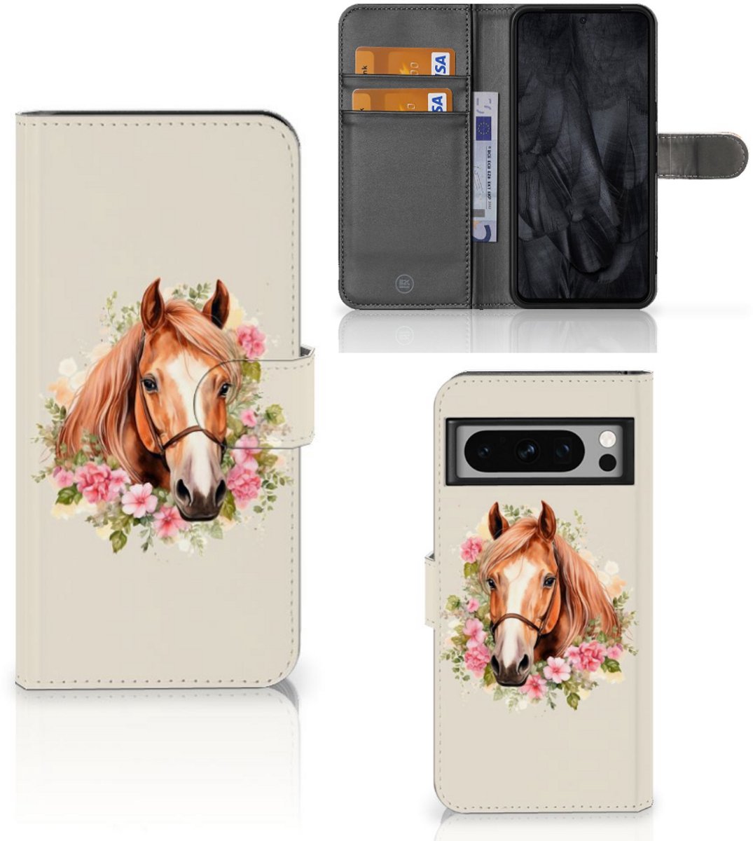 Telefoonhoesje met Pasjes voor Google Pixel 8 Pro Paard