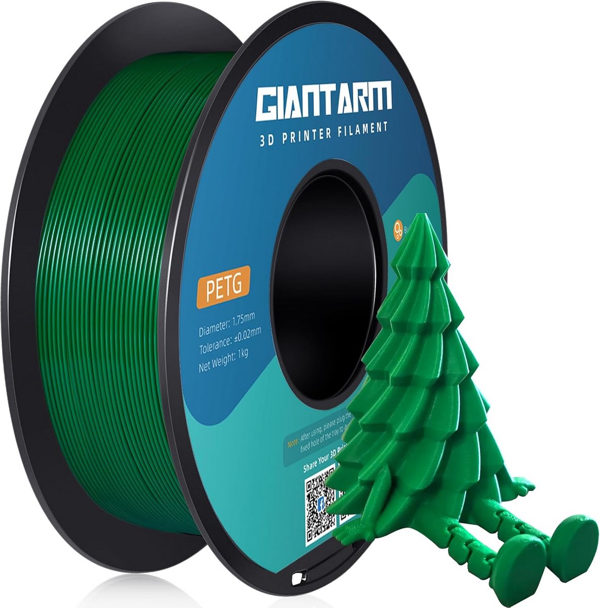 PETG-filament voor 3D-printer - 1,75 mm, 1 kg, Groen, Hoge kwaliteit