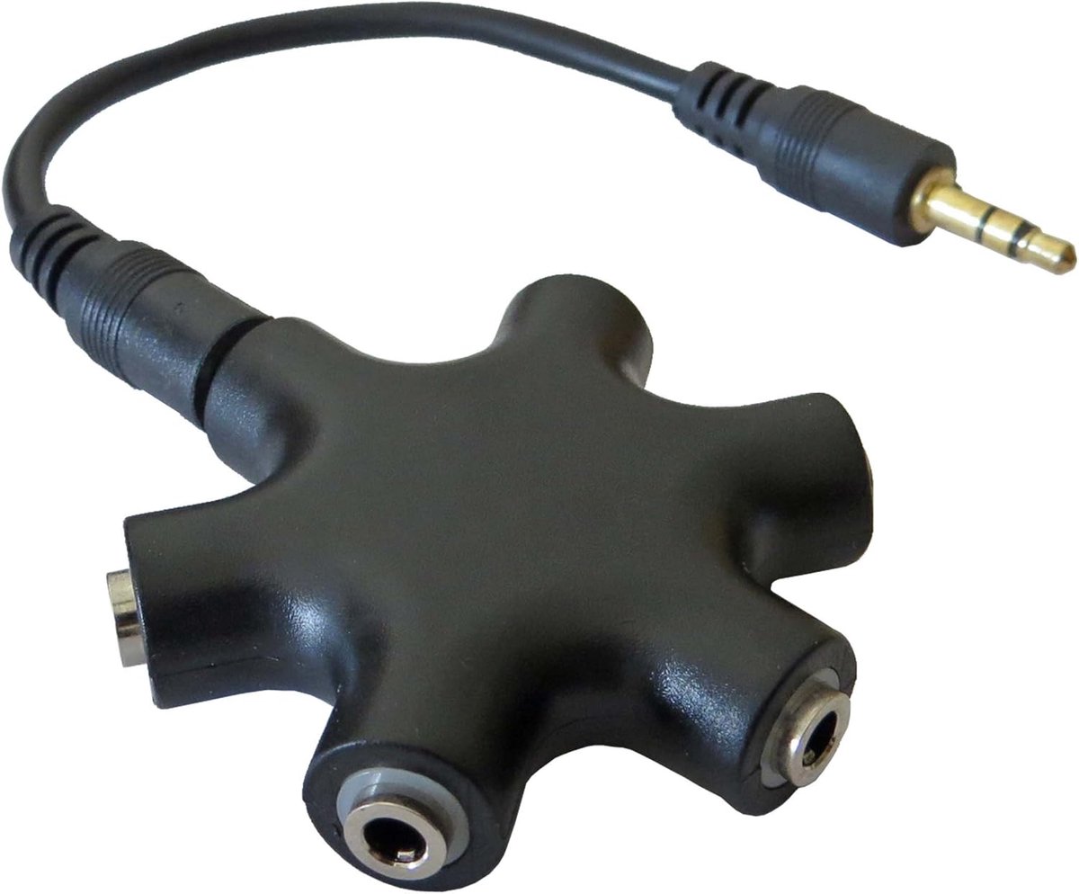5-voudige audio-verdeler 3,5 mm mini-jack splitter voor meerdere hoofdtelefoons