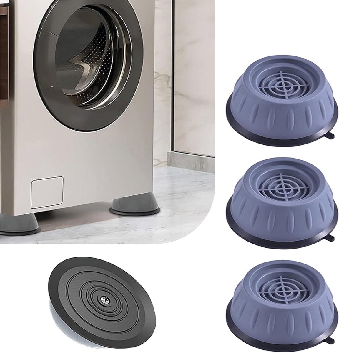 Universele schokdempers voor wasmachines en drogers - Antivibratie voeten - 4 stuks