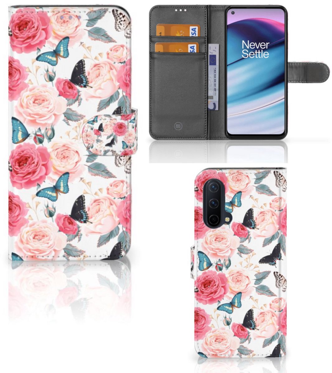 OnePlus Nord CE 5G Hoesje Butterfly Roses