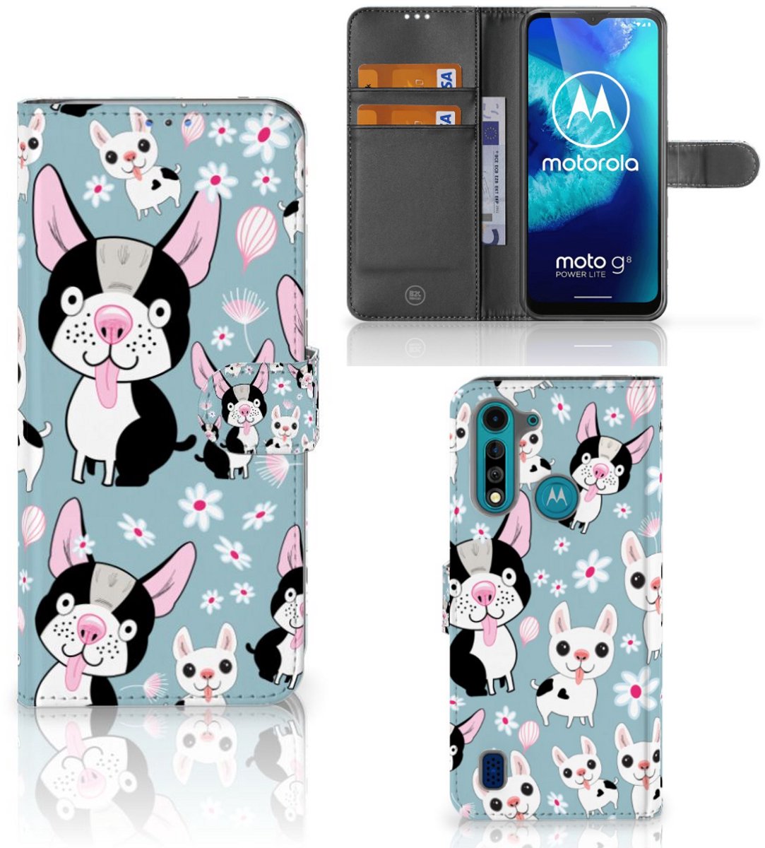 Motorola G8 Power Lite Telefoonhoesje met Pasjes Hondjes