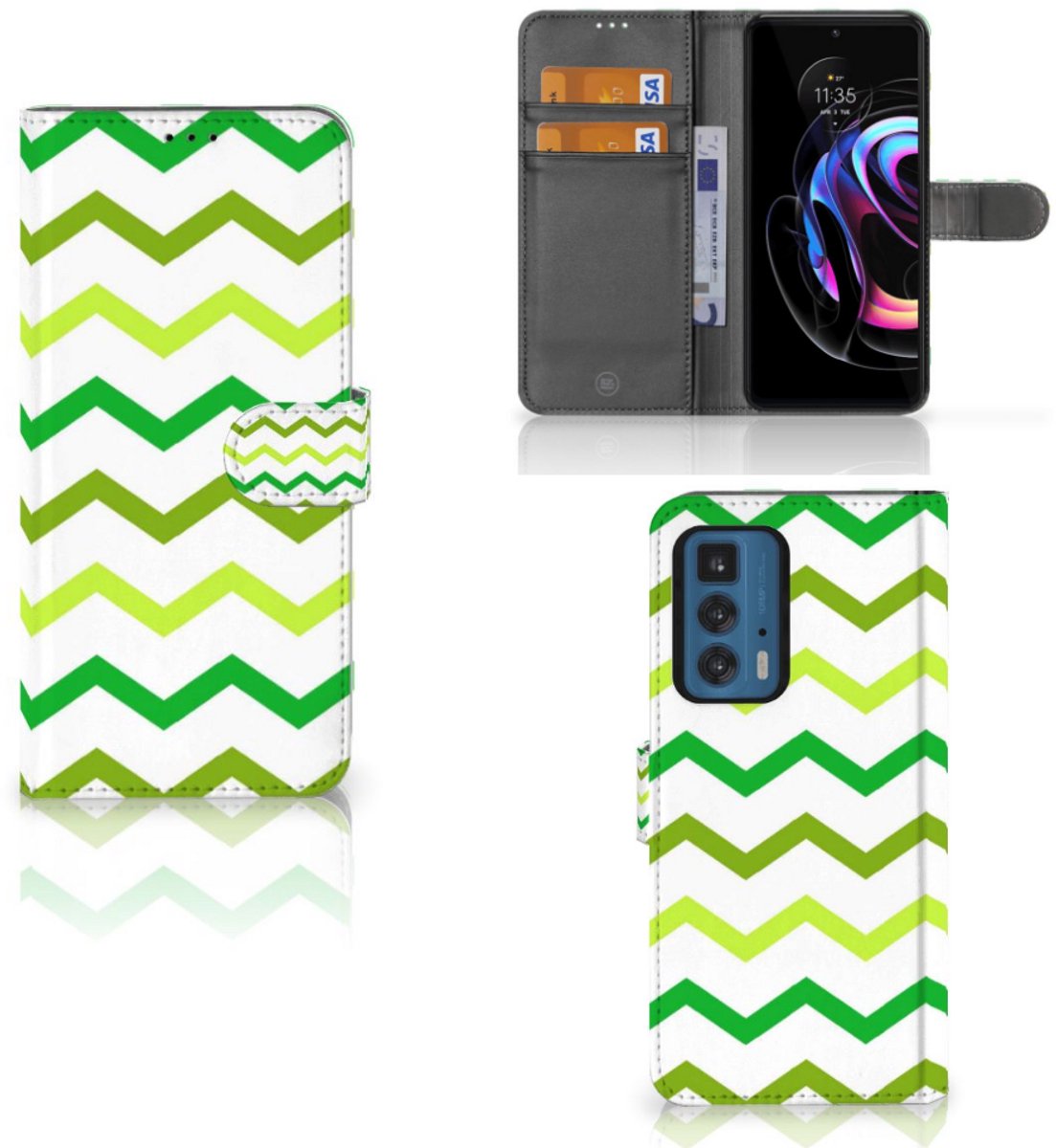 Motorola Edge 20 Pro Telefoon Hoesje Zigzag Groen