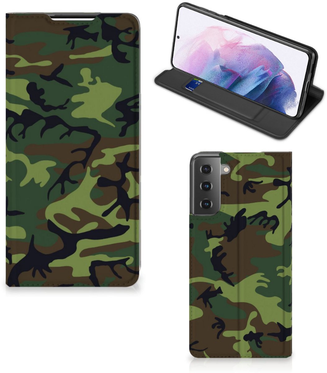 Samsung Galaxy S21 Plus Hoesje met Magneet Army Dark