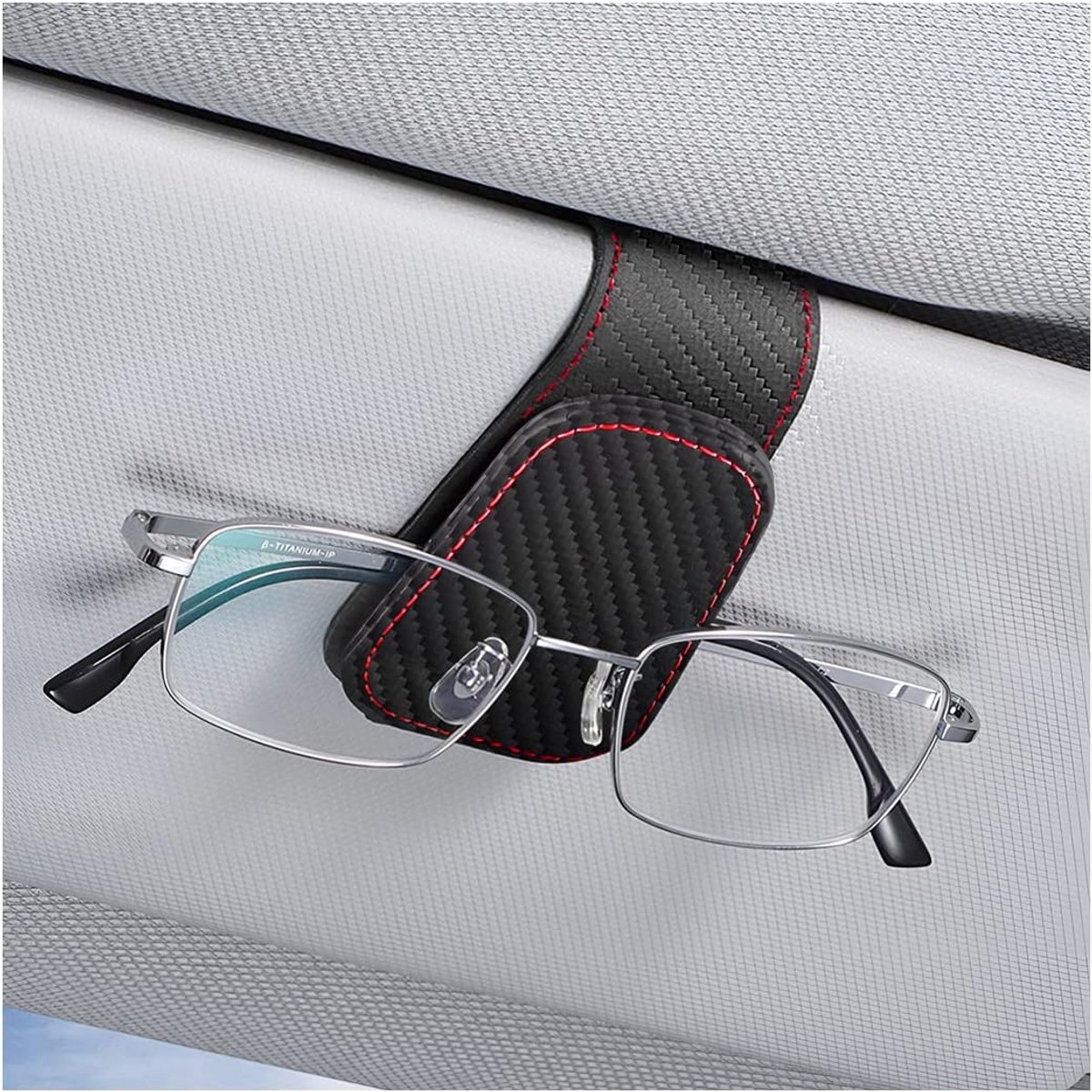Universele Zonnebrilhouder voor Auto - Leer, Magnetische Sluiting, Multifunctioneel
