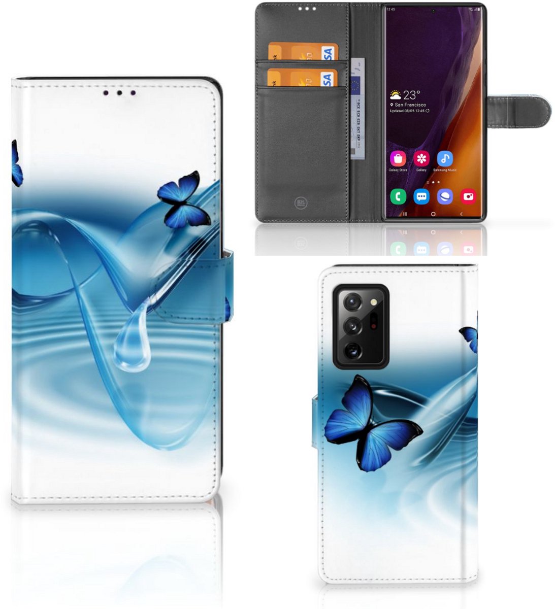 Samsung Galaxy Note20 Ultra Telefoonhoesje met Pasjes Vlinders