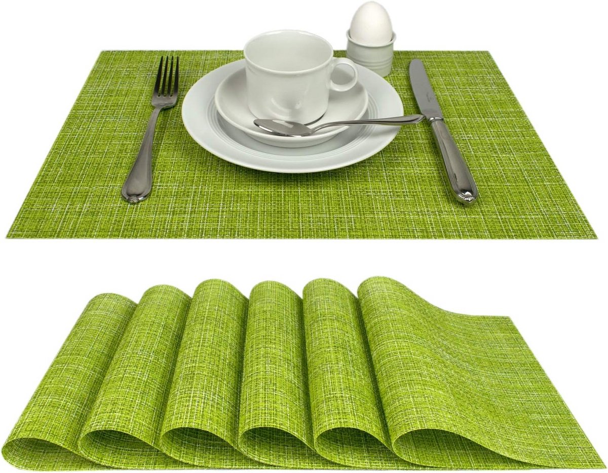 Afwasbare placemats in set van 6 - groen - onderhoudsvriendelijke tafelonderleggers