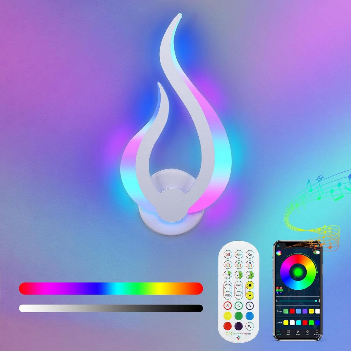 Slimme Dimbare RGB LED Wandlamp met App en Muziek Synchronisatie - 16 Miljoen Kleuren