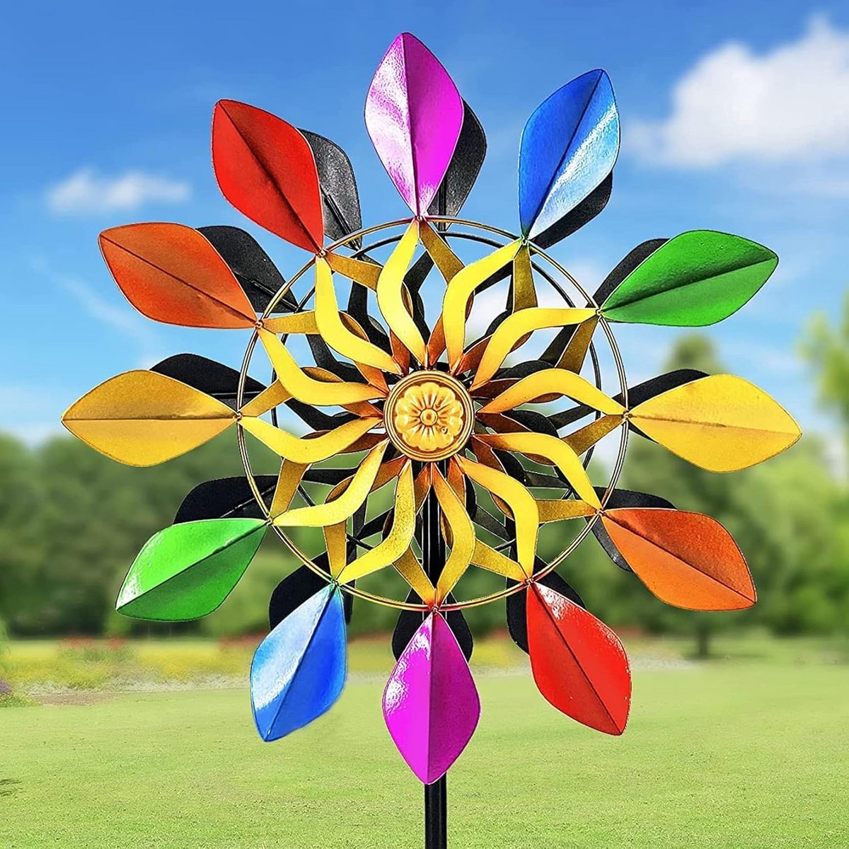 Kinetische windspinner tuindecoratie - 63 inch kleurrijke windvanger voor buiten
