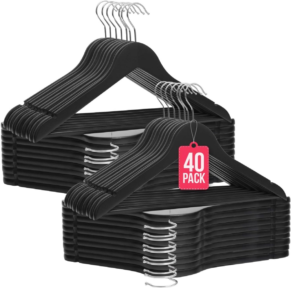 Houten kleerhangers met draaibare haak en antislip, 40 stuks