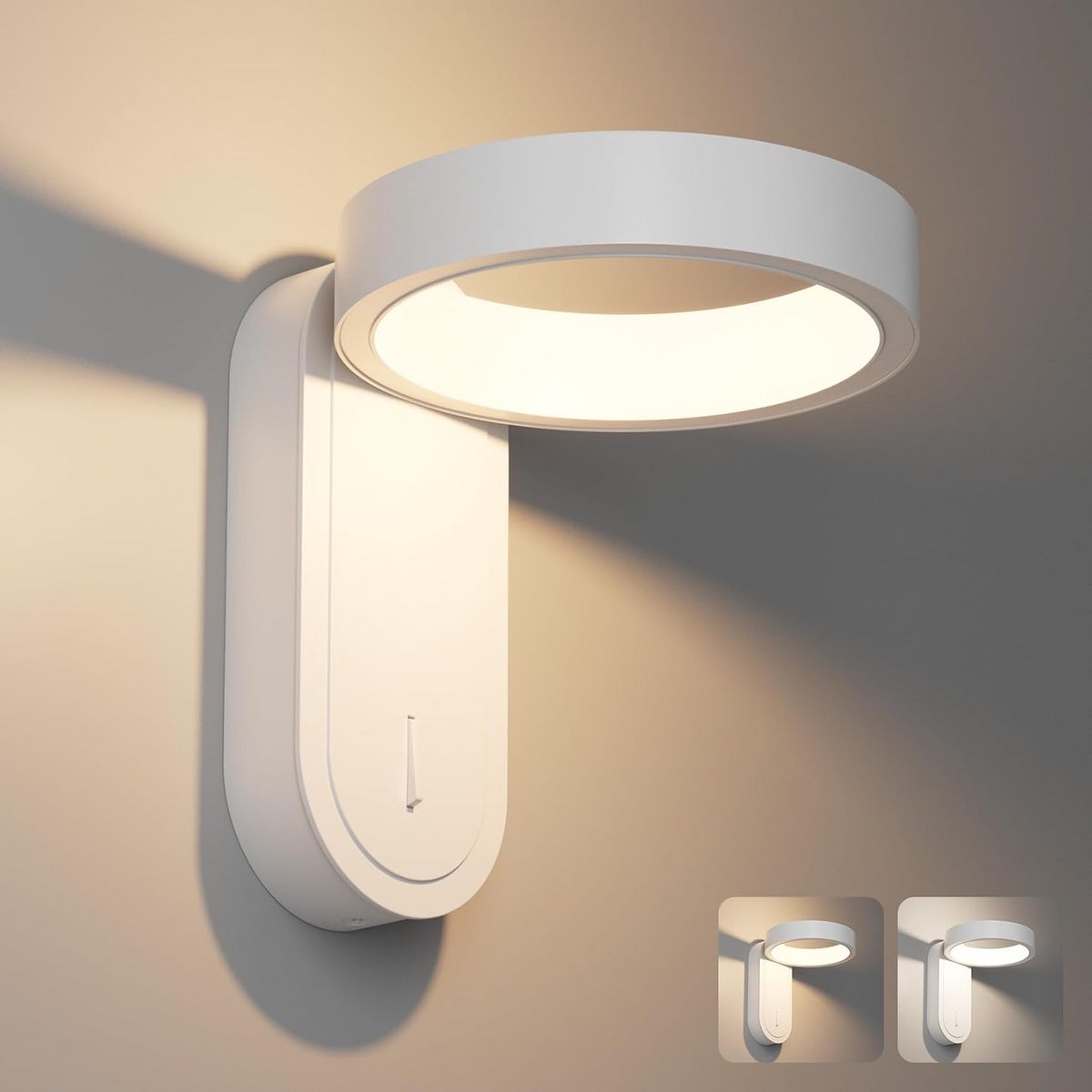 Dimbare Led-wandlamp voor Binnen met Schakelaar - 330° Draaibaar & Kleurtemperatuur 3000K/4000K - Moderne Wandverlichting voor Woonkamer en Slaapkamer
