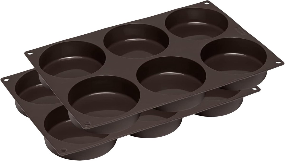 Siliconen Bakvormen voor Hamburgerbroodjes - Set van 2 voor 6 Pattys (10 cm)