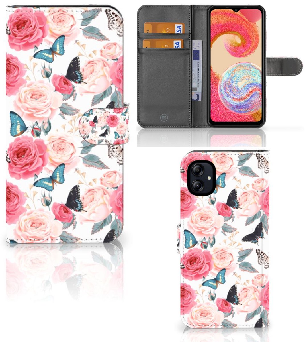 Book Case voor Samsung Galaxy A04e Hoesje Butterfly Roses