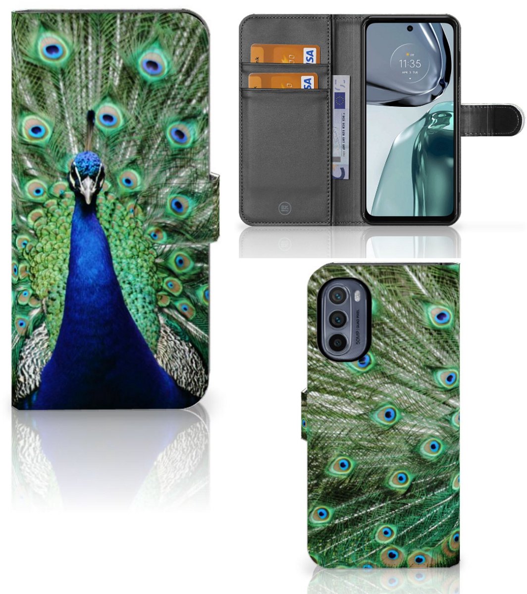 Motorola Moto G62 5G Telefoonhoesje met Pasjes Pauw