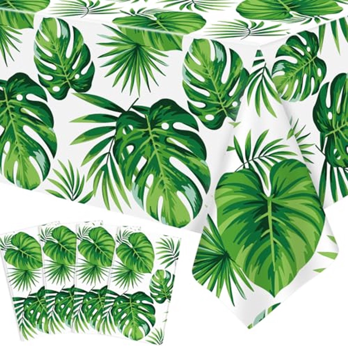 Ultiluxe® Tafellaken - Bladeren Tafelkleed - Tafeldecoratie - 130x220 cm - Botanisch - Waterafstotend - Palmblaadjes - Wegwerp - Voor feestjes en verjaardagen - Groen