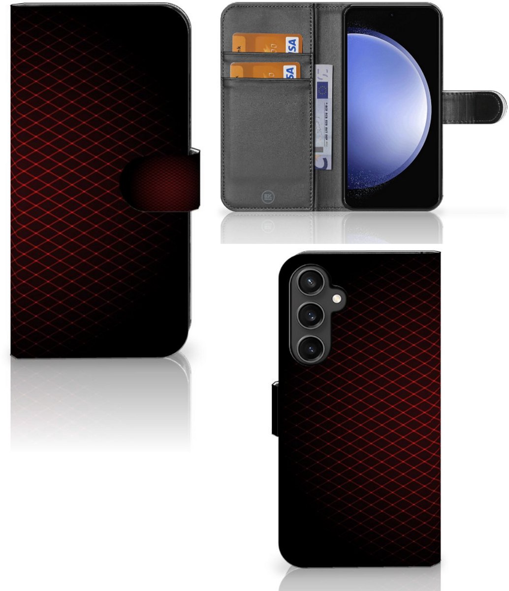 Book Case voor Samsung Galaxy S23 FE Telefoon Hoesje Geruit Rood