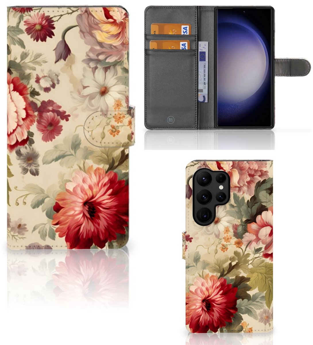 Book Case voor Hoesje voor Samsung Galaxy S23 Ultra Bloemen