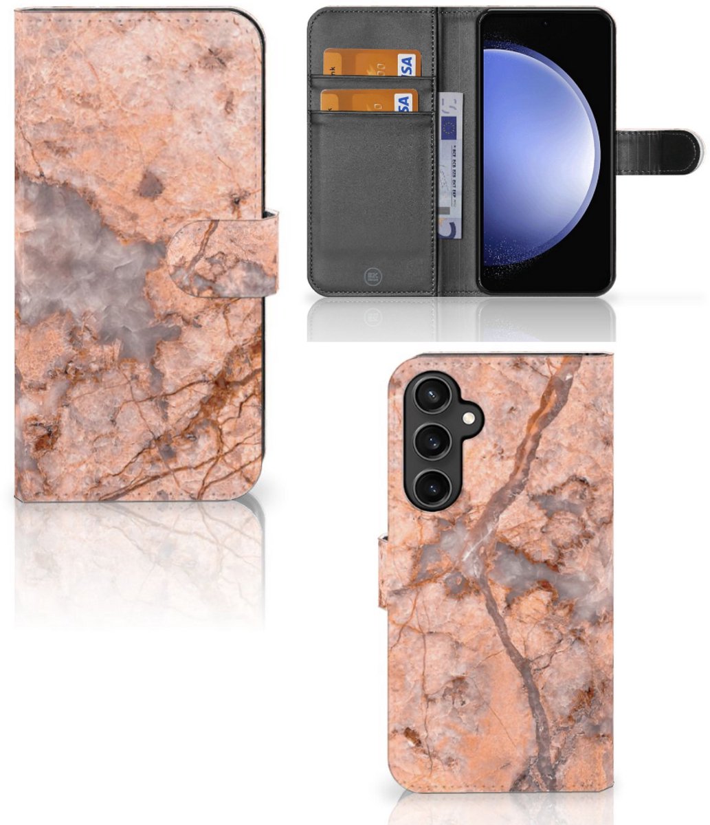 Samsung Galaxy S23 FE Bookcase Marmer Oranje
