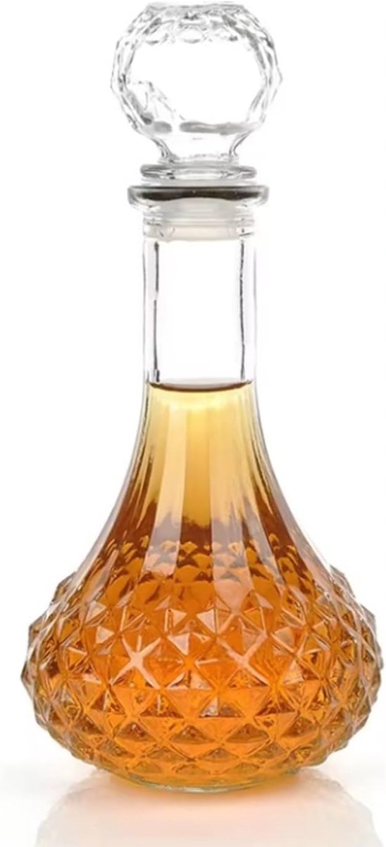 Decoratieve glazen karaf voor whisky, cognac en sherry – 800 ml, 26 x 13 x 13 cm