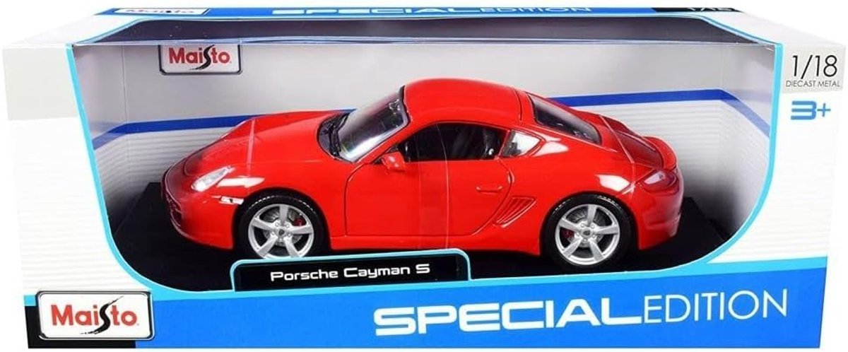 Gedetailleerd Modelauto Porsche Cayman S Rood Schaal 1/18