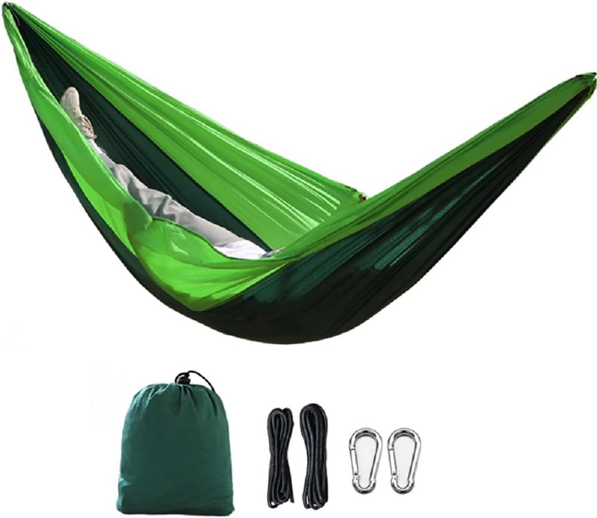 Draagbare Tweepersoons Camping Hangmat Lichtgewicht Nylon voor Buiten Reizen en Strand