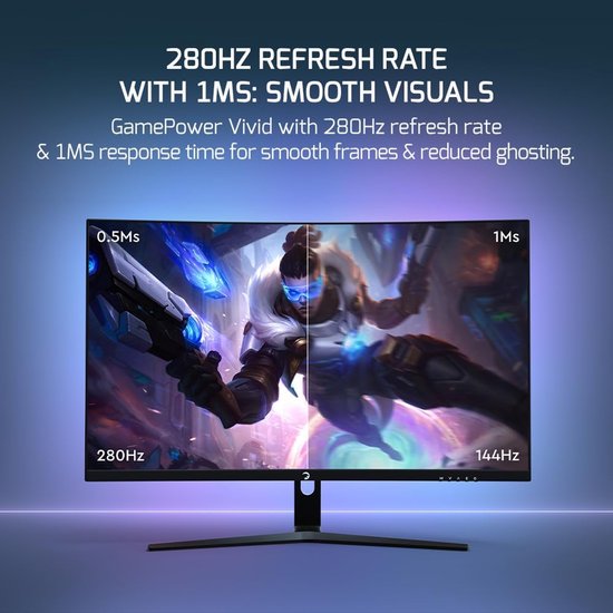 Gebogen LED Gaming Monitor 27 inch 300 Hz Full HD 1080P VA 1500R HDR FPS van Merkloos — afbeelding 4