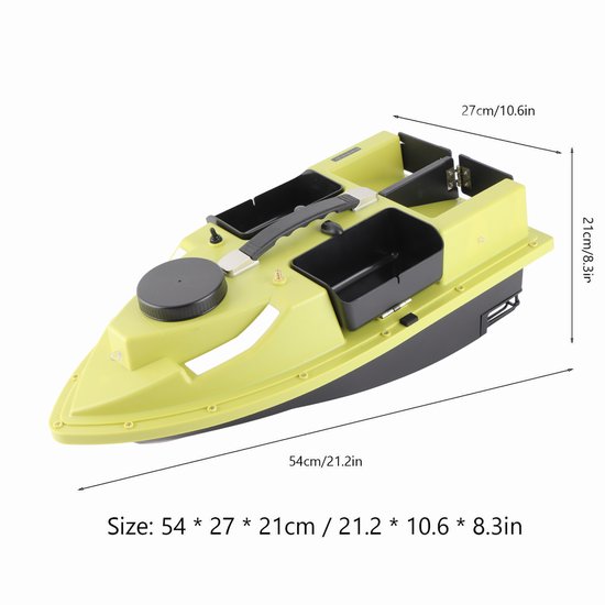 GPS Voerboot 500m 4 Bunkers - 99 Voerpunten - Intelligente LED - Automatische Koersherstellling - 2kg Laad - 12000mAh Accu - Geel — afbeelding 4