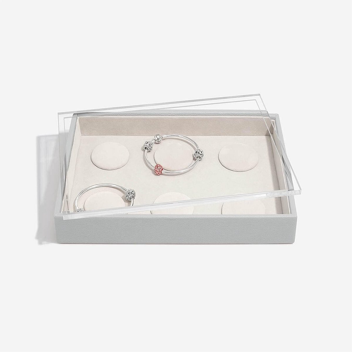 Sieradendoos Medium 6 Vakken Armbanden met Acryl Deksel, Stapelbaar