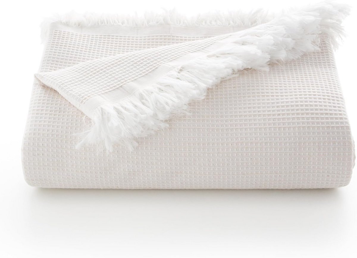 Multifunctionele Katoenen Sprei met Honingraatpatroon - Beddeken en Bankovertrek (180 x 14