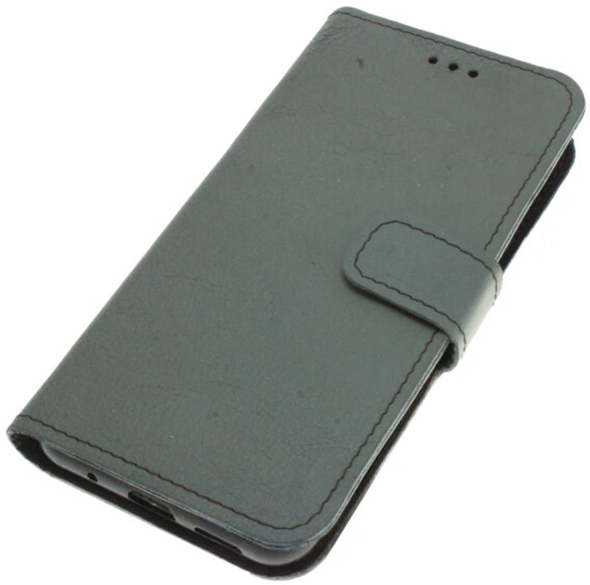 Echt leer hoesje geschikt voor Samsung Galaxy S24 Zacht Grijs mat kalfsleer