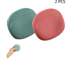2 stuks - siliconen koptelefoonorganizer - opbergdoosje voor datakabels - draagbare organizer - voor bedrade koptelefoons, kabel, oplader, USB-stick - rood-groen - 9.2×8cm