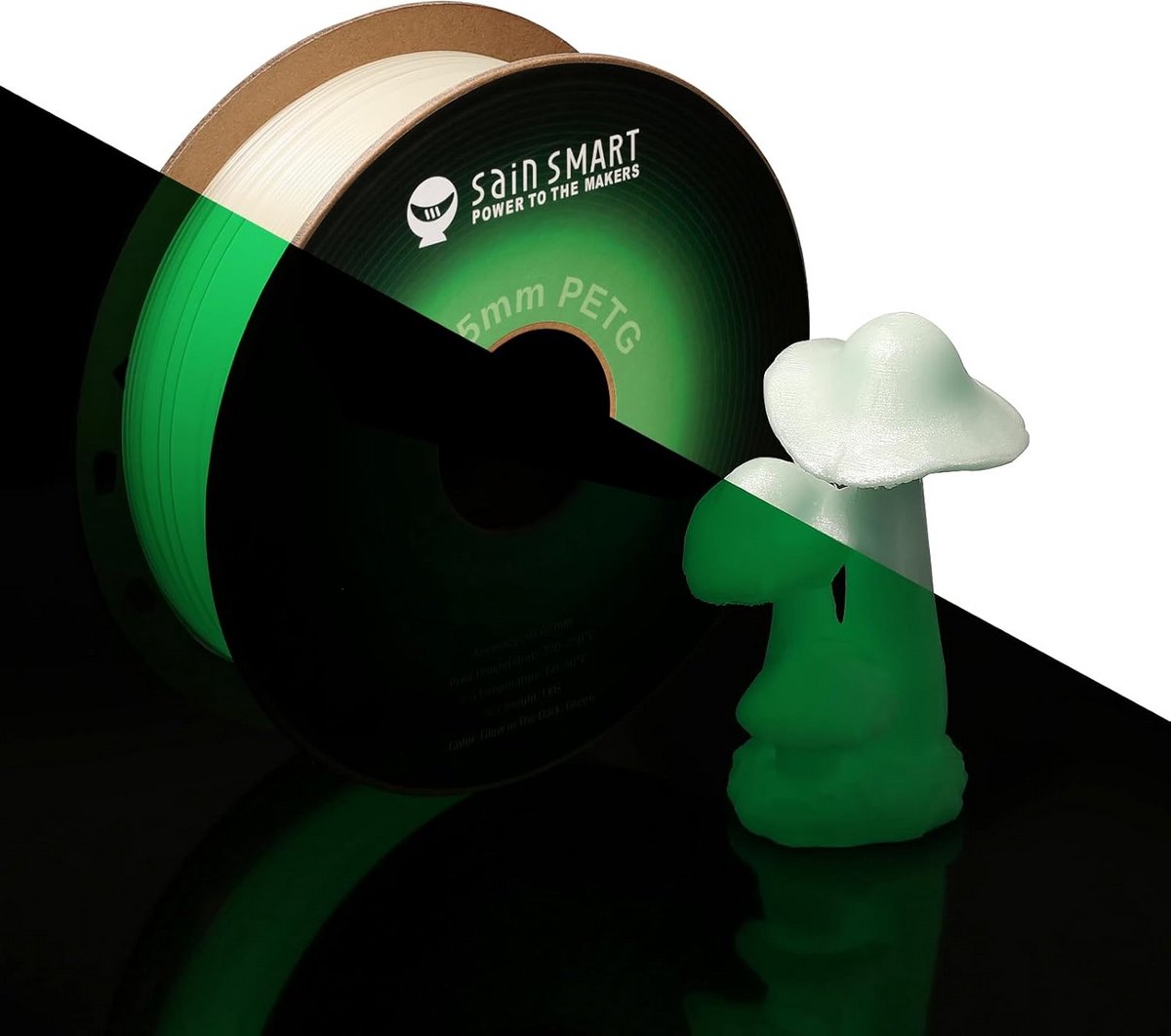 Lichtgevend Groen PETG Filament 1.75 mm - Voor 3D Printers - 1 kg Spool